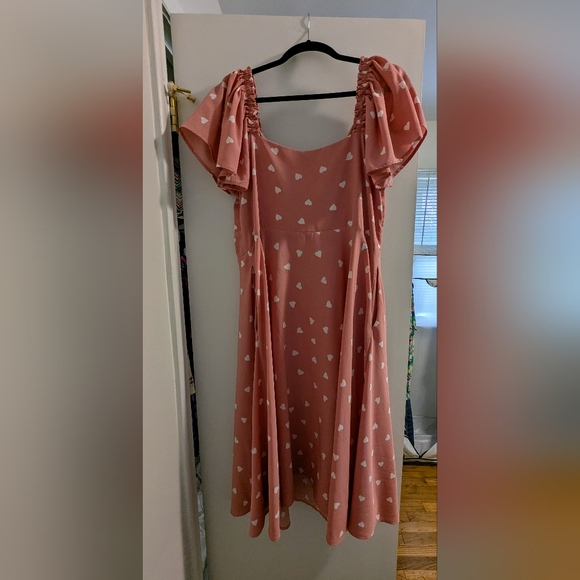 Unique Vintage Pink Heart Print Dress Size 1x/16 - Picture 5 of 5